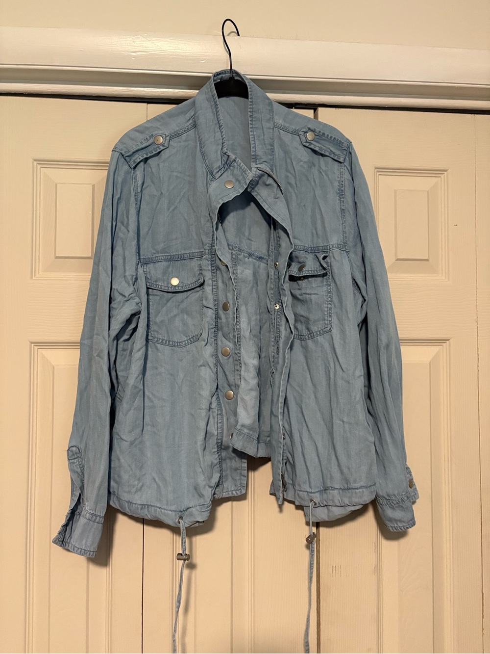 Devoted Blue Utility Jacket Lightweight Denim Military Style Y2K Plus Size
